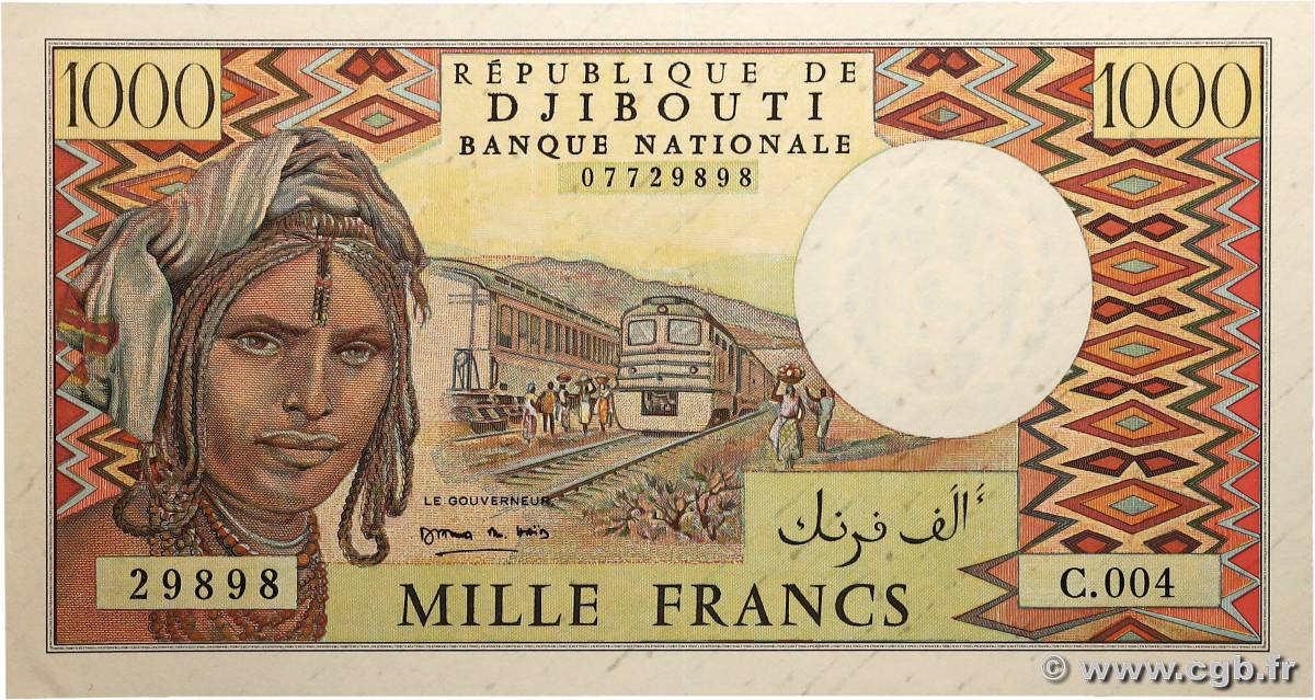 1000 Francs DJIBOUTI  1991 P.37e SPL