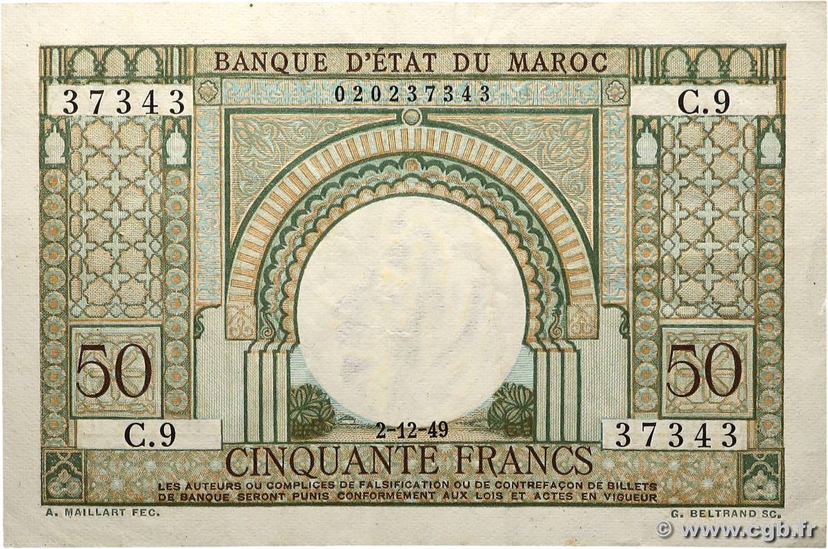 50 Francs MAROC  1949 P.44 TTB
