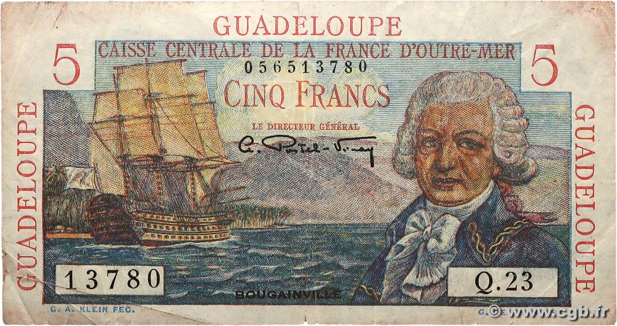 5 Francs Bougainville GUADELOUPE  1946 P.31 pr.TB