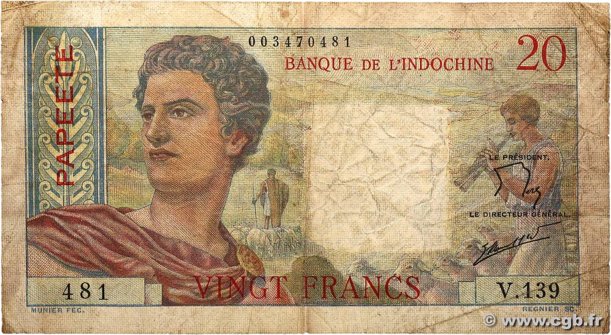 20 Francs TAHITI  1960 P.21c S