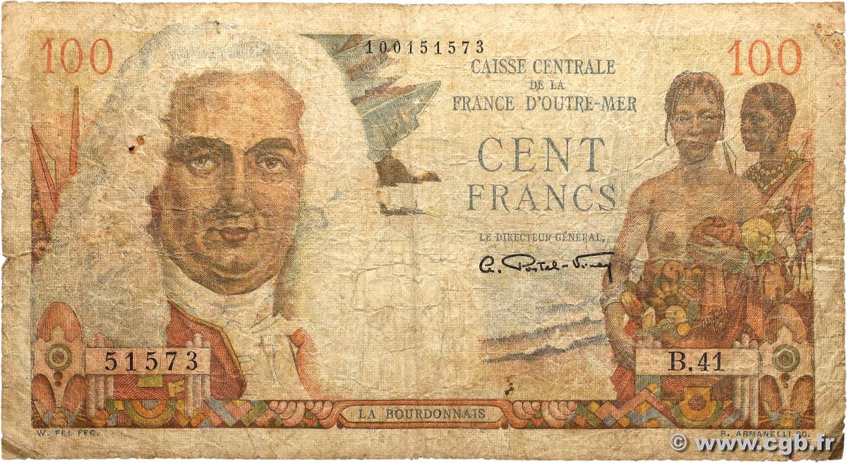 100 Francs La Bourdonnais CCFOM FRENCH EQUATORIAL AFRICA  1947 A.133a G