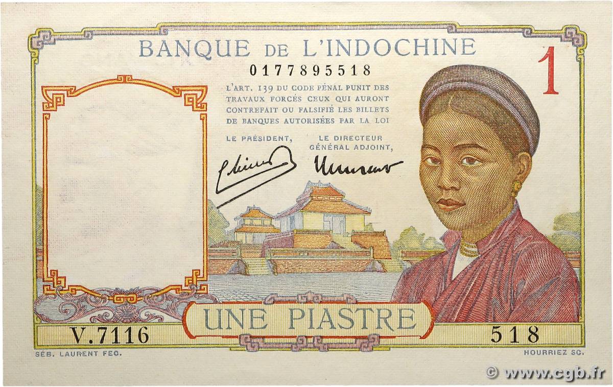 1 Piastre FRANZÖSISCHE-INDOCHINA  1946 P.054c fST+