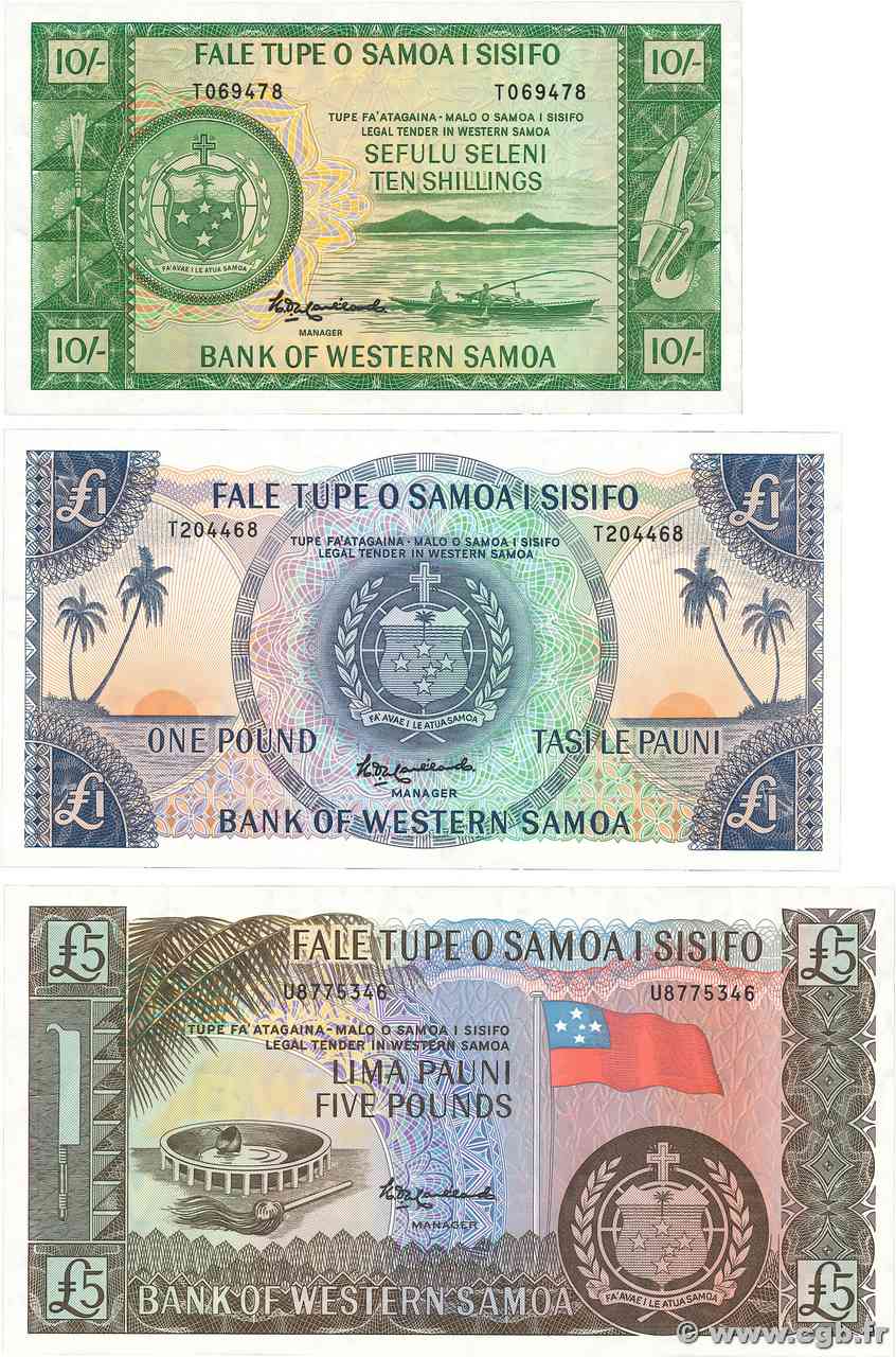 10 Shillings, 1 et 5 Pounds Lot SAMOA  2020 P.13CS, P.14CS et P.15CS FDC