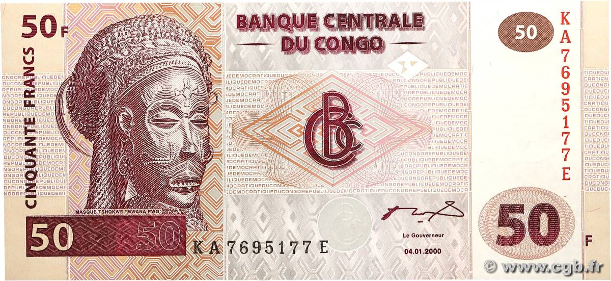 50 Francs CONGO, DEMOCRATIC REPUBLIC  2000 P.091A UNC