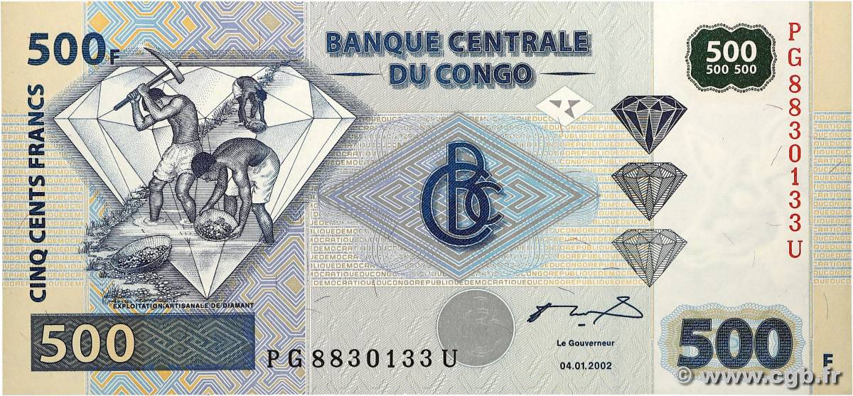 500 Francs CONGO, DEMOCRATIC REPUBLIC  2002 P.096 UNC