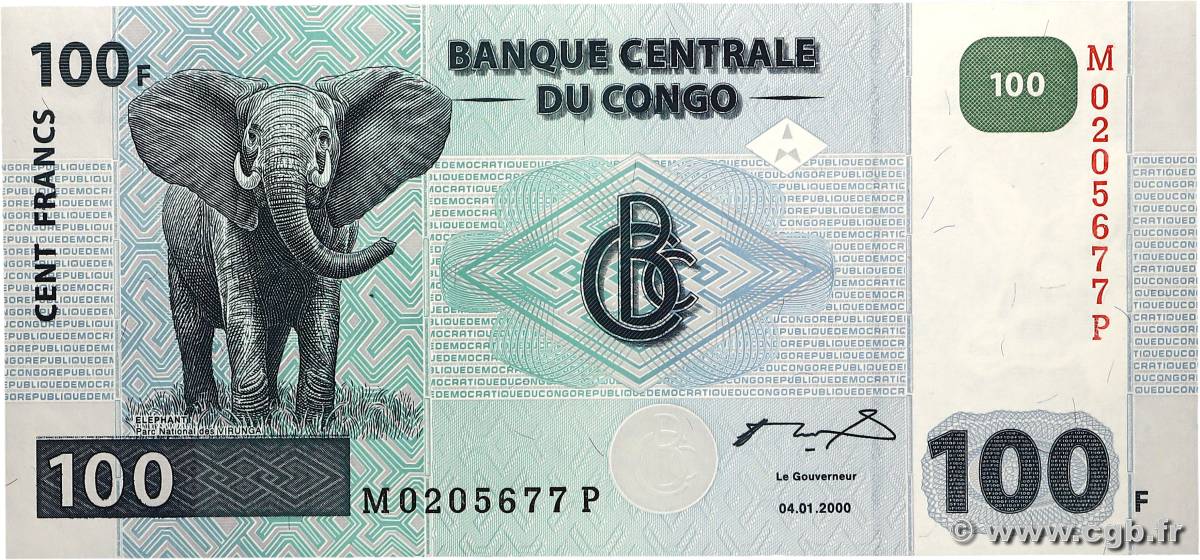 100 Francs CONGO, DEMOCRATIC REPUBLIC  2000 P.092A UNC