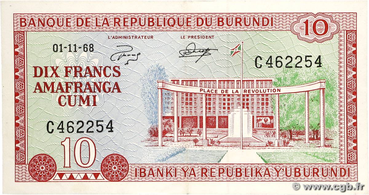 10 Francs BURUNDI  1968 P.20a XF+