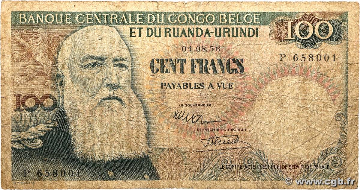 100 Francs BELGIAN CONGO  1956 P.33a P