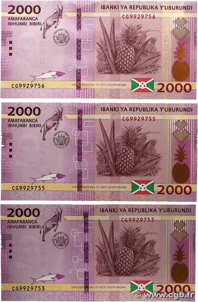 2000 Francs Lot BURUNDI  2018 P.52 UNC