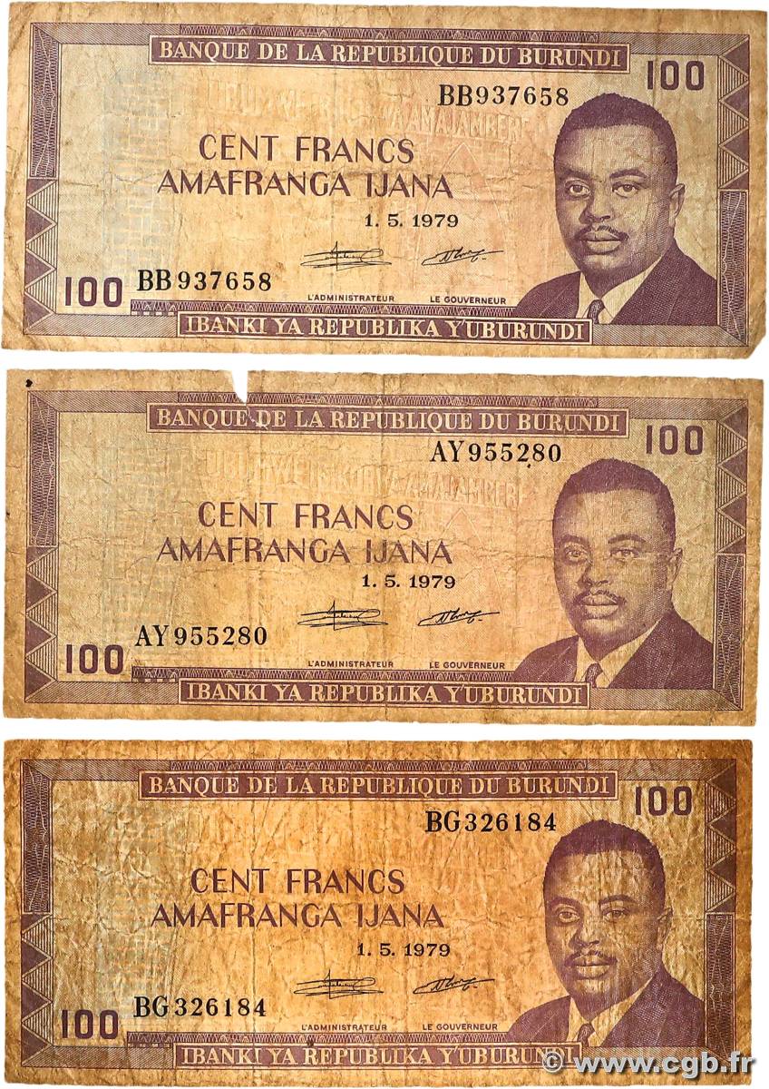 100 Francs Lot BURUNDI  1979 P.29a G