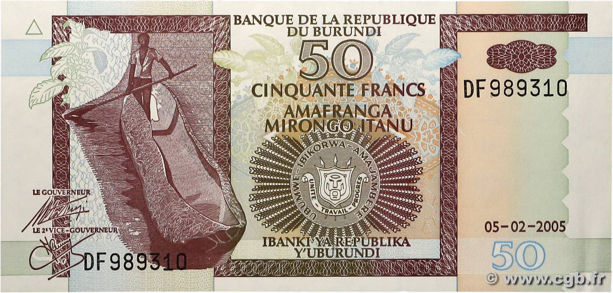 50 Francs BURUNDI  2005 P.36e AU