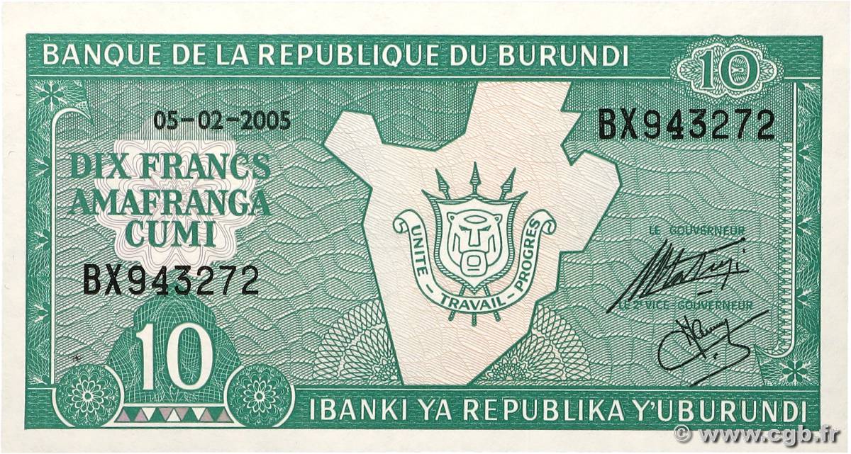 10 Francs BURUNDI  2005 P.33e pr.NEUF