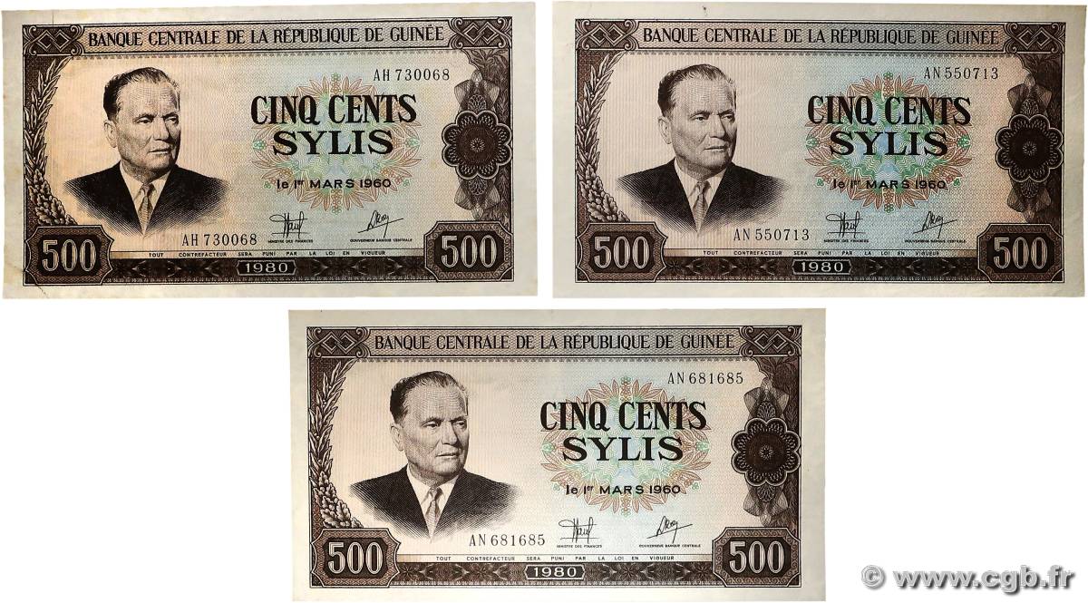 500 Sylis Lot GUINÉE  1980 P.27 SPL
