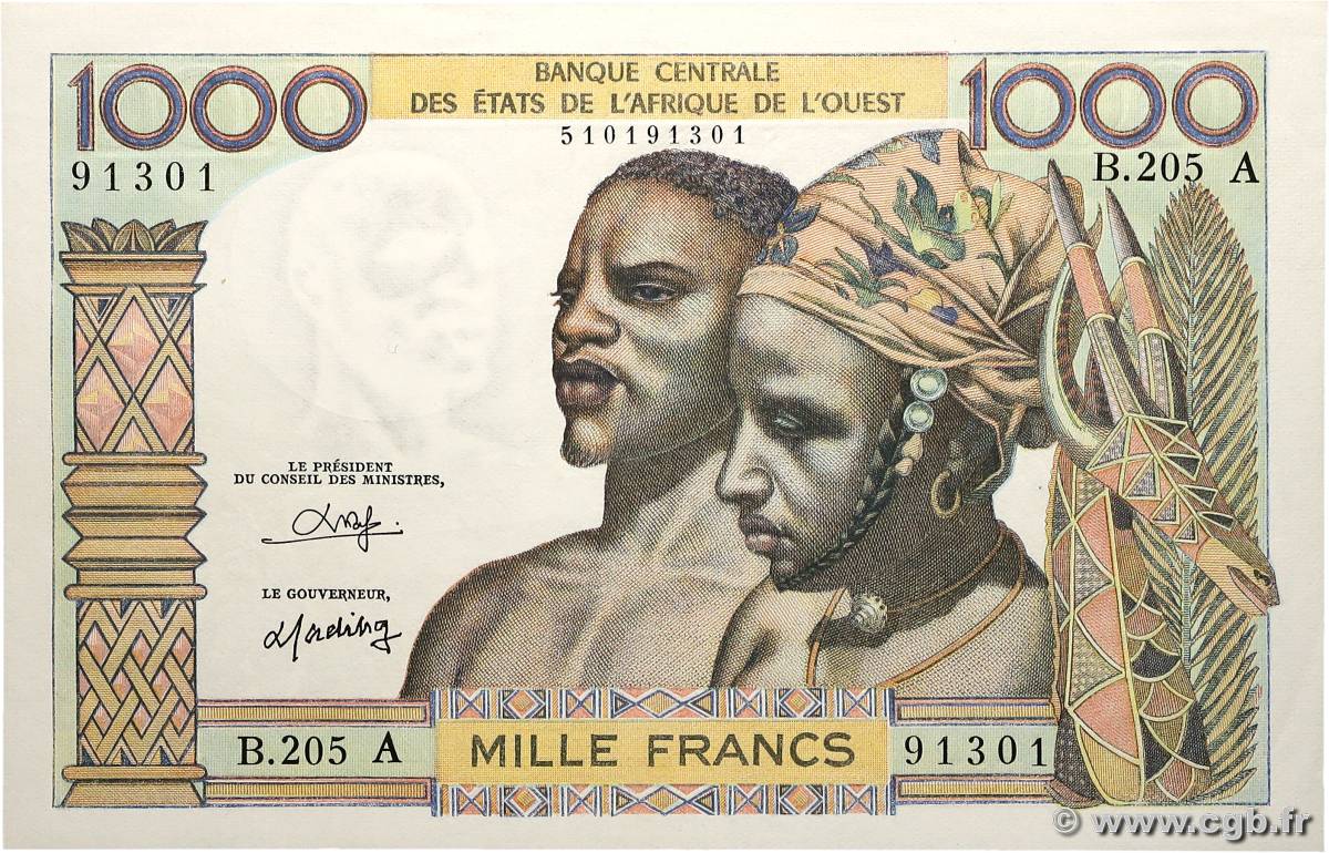1000 Francs WEST AFRIKANISCHE STAATEN  1980 P.103An fST+