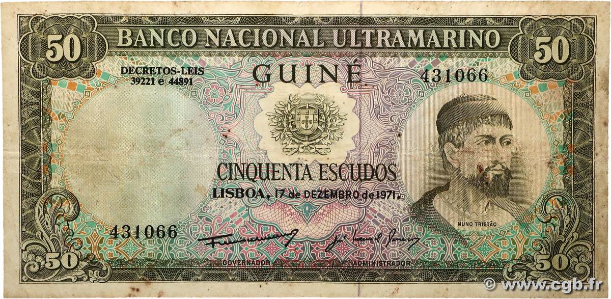 50 Escudos PORTUGUESE GUINEA  1971 P.044 F