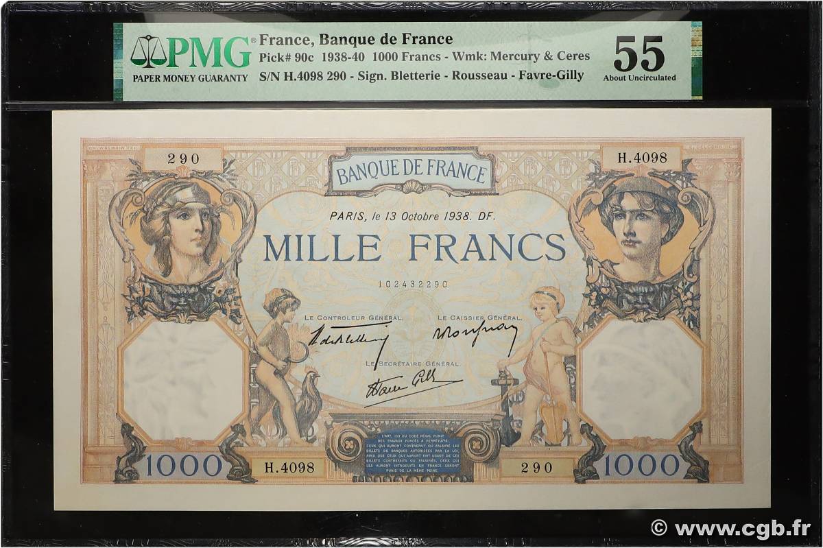 1000 Francs CÉRÈS ET MERCURE type modifié FRANCIA  1938 F.38.29 SC