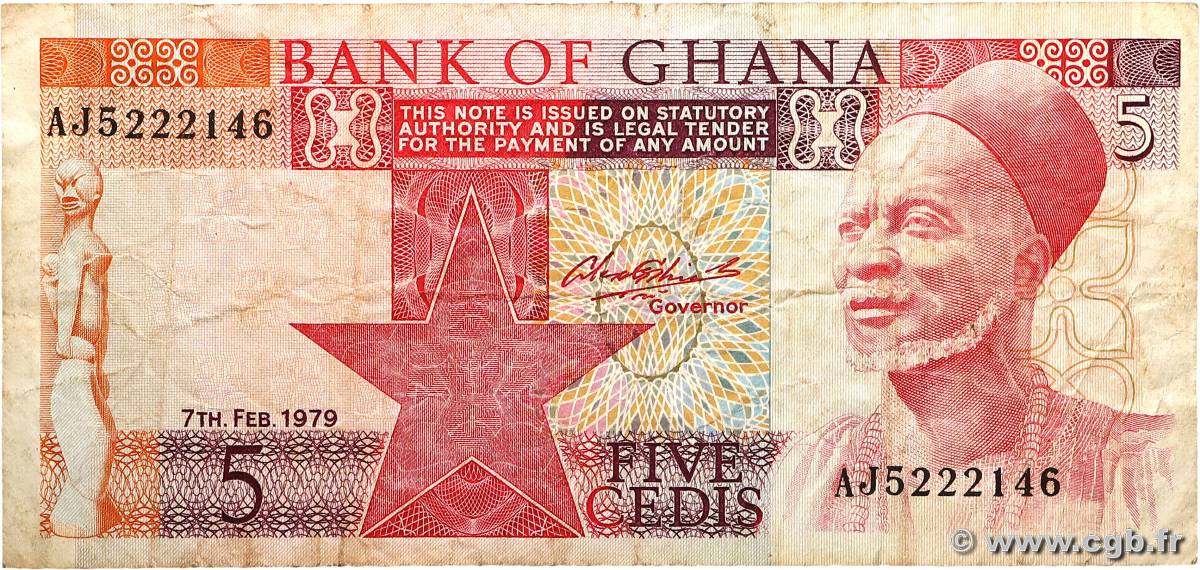 5 Cedis GHANA  1979 P.19a S