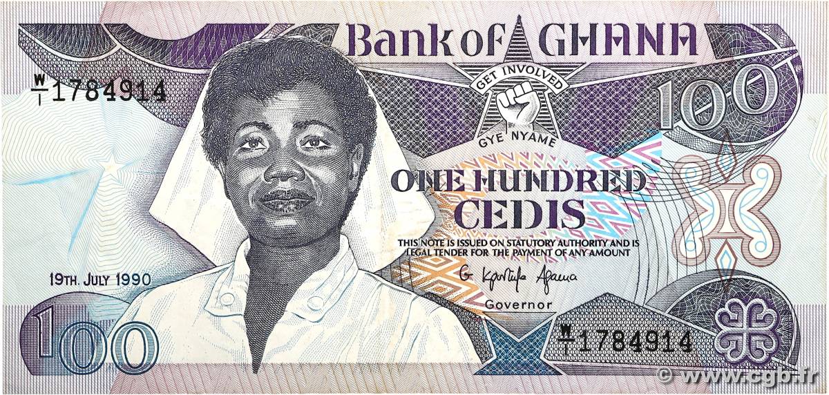 100 Cedis GHANA  1990 P.26b TTB+