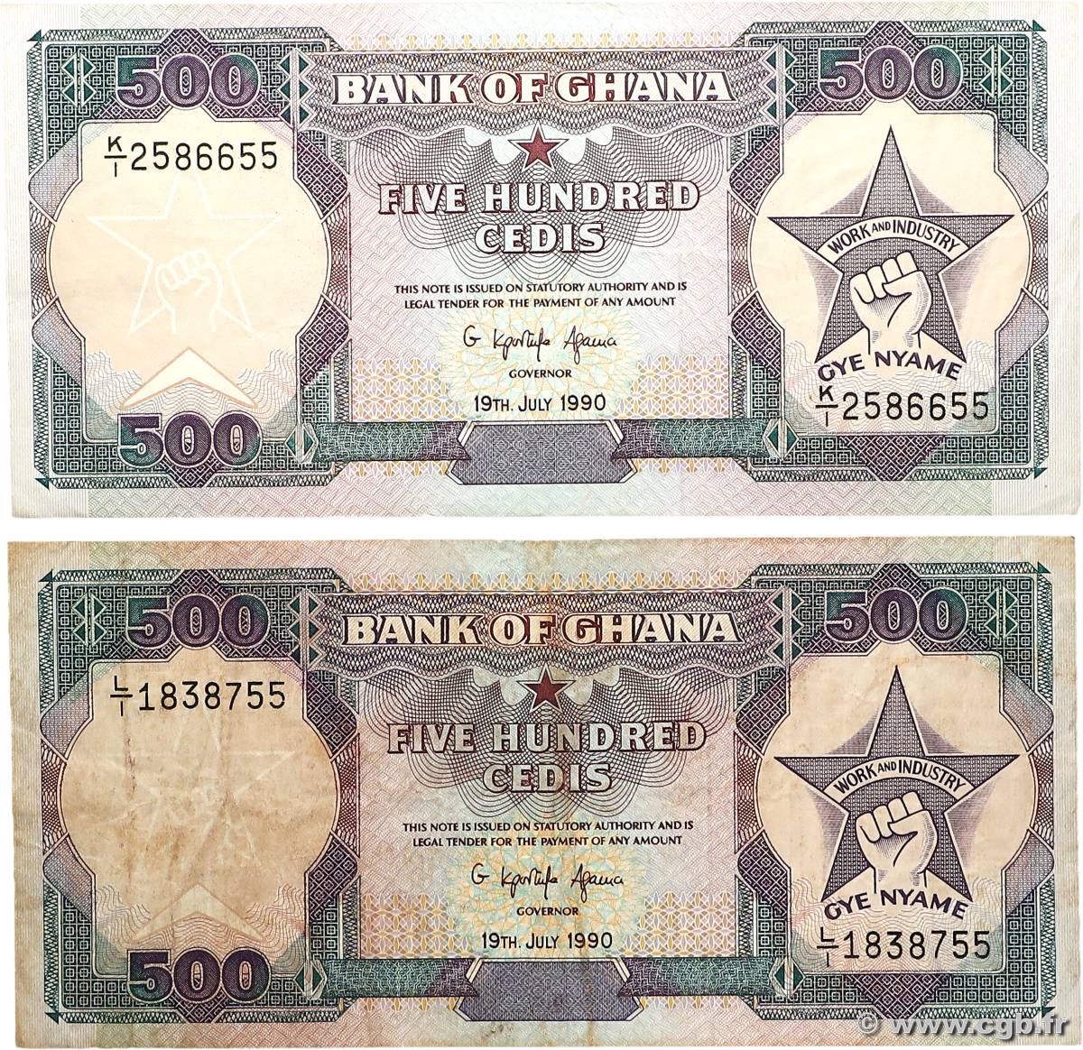 500 Cedis Lot GHANA  1990 P.28b pr.TTB