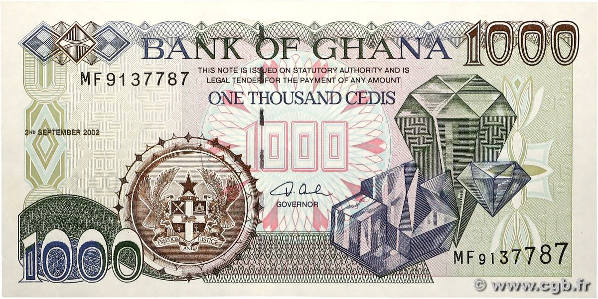 1000 Cedis GHANA  2002 P.32h pr.NEUF