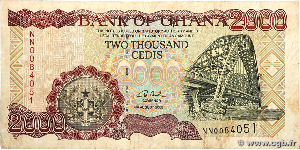 2000 Cedis GHANA  2003 P.33h TB