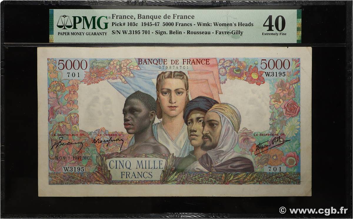 5000 Francs EMPIRE FRANÇAIS FRANCIA  1947 F.47.58 MBC+