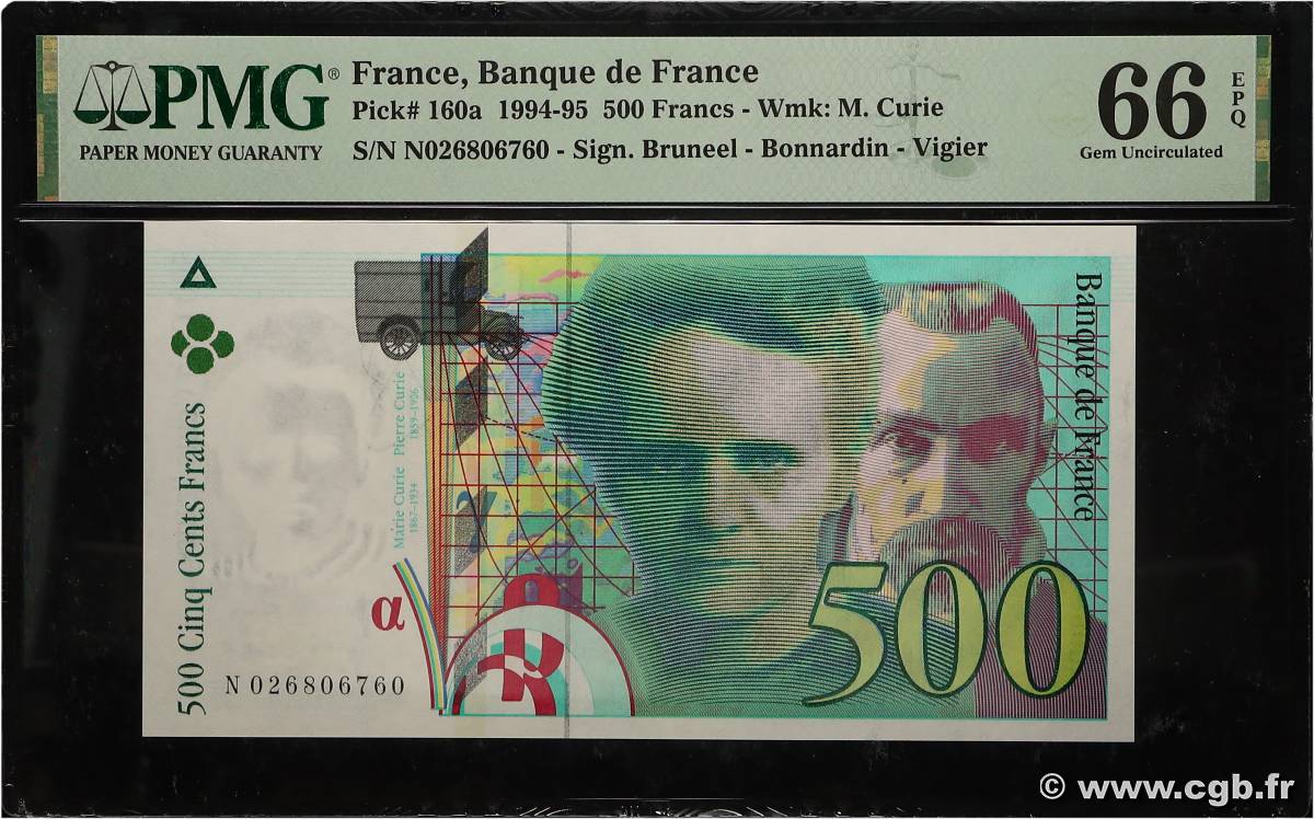 500 Francs PIERRE ET MARIE CURIE FRANCE  1994 F.76.01 UNC