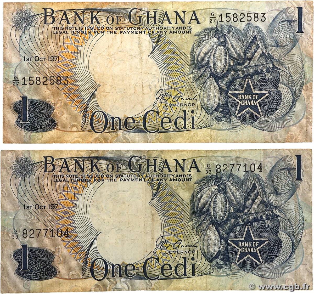 1 Cedi Lot GHANA  1971 P.10d S