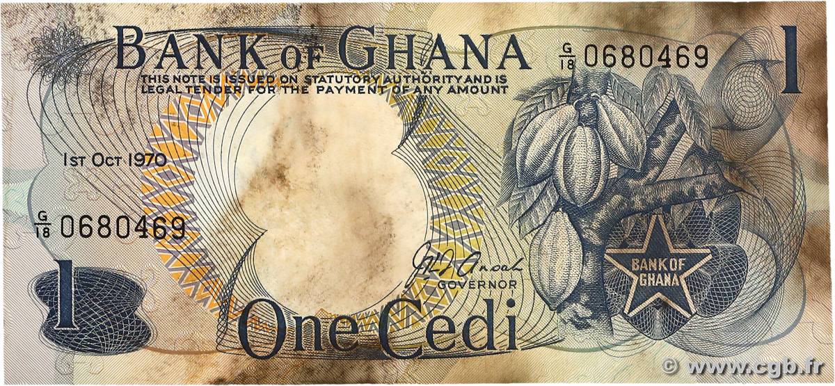 1 Cedi GHANA  1970 P.10c TB