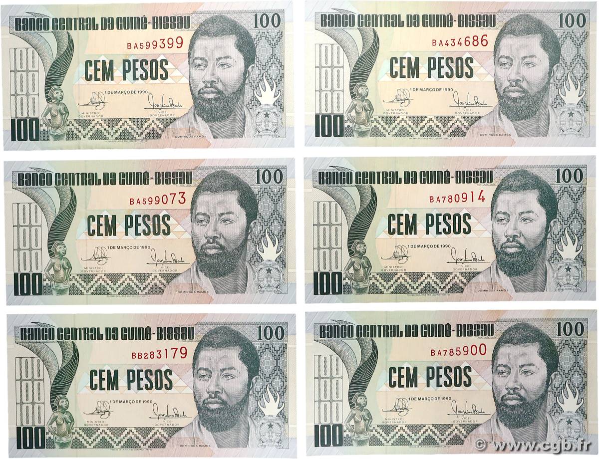 100 Pesos Lot GUINEA-BISSAU  1990 p.11 AU