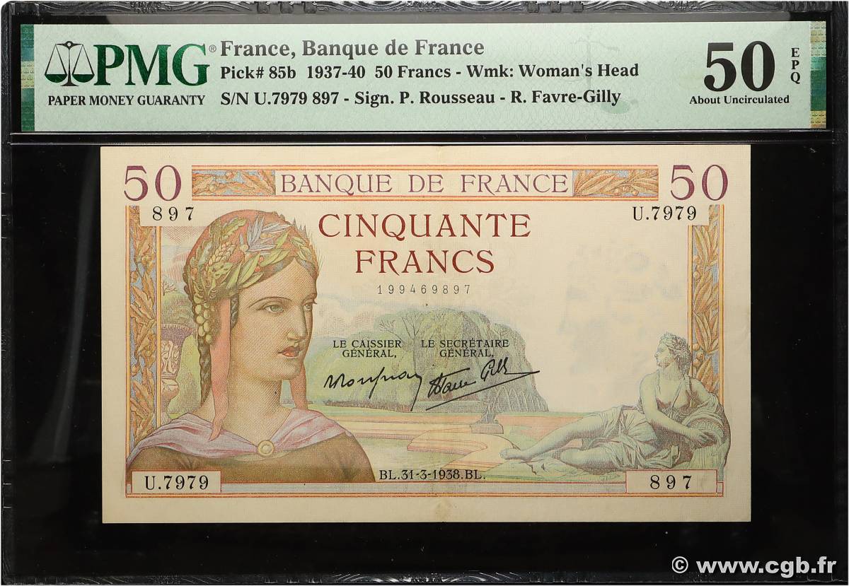 50 Francs CÉRÈS modifié FRANCIA  1938 F.18.11 EBC+