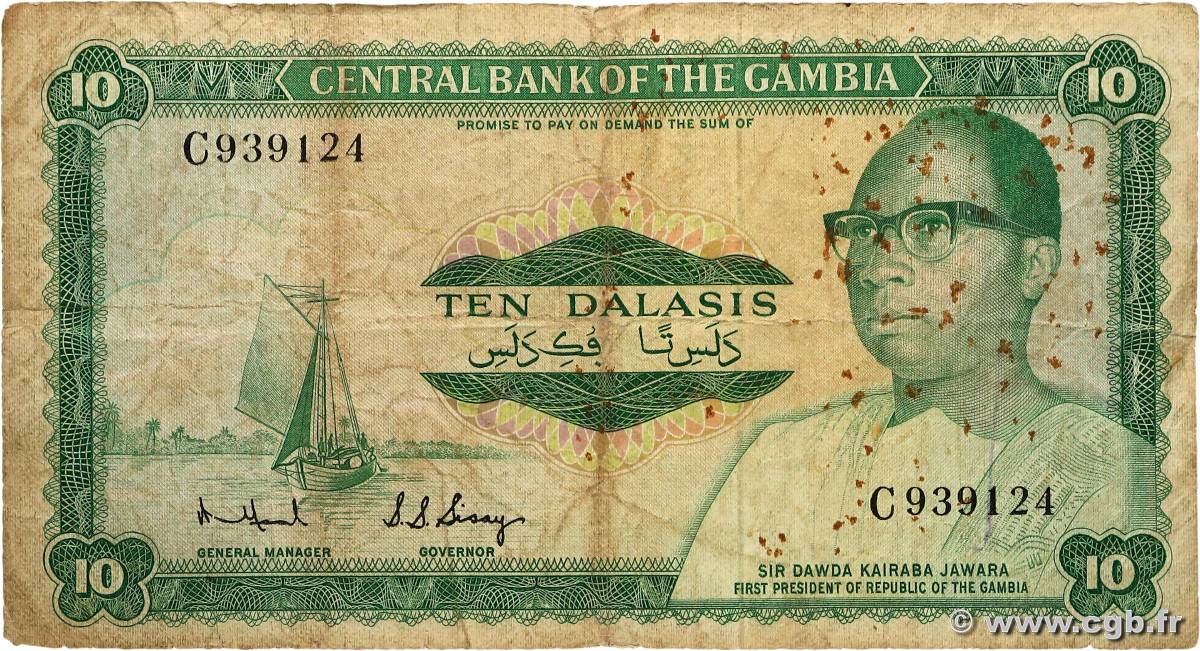 10 Dalasis GAMBIA  1972 P.06b F