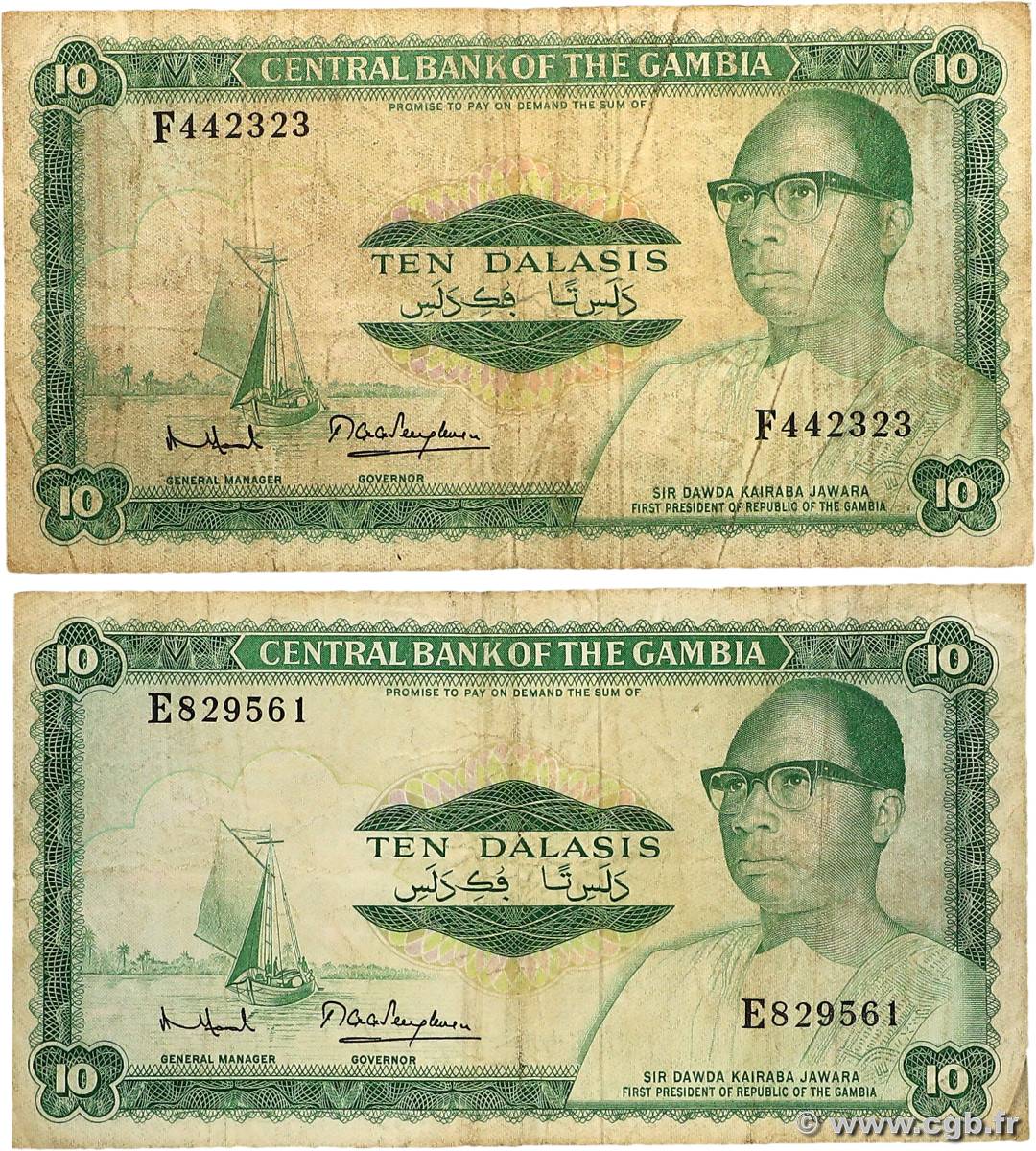 10 Dalasis Lot GAMBIE  1972 P.06c TB