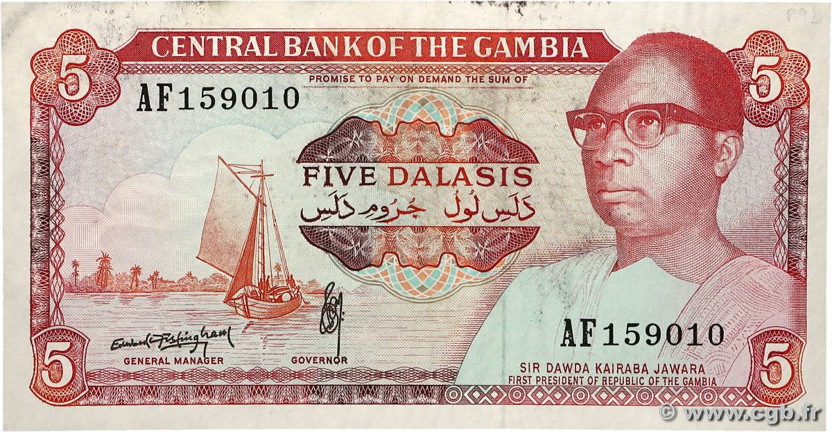 5 Dalasis GAMBIA  1987 P.09b VF