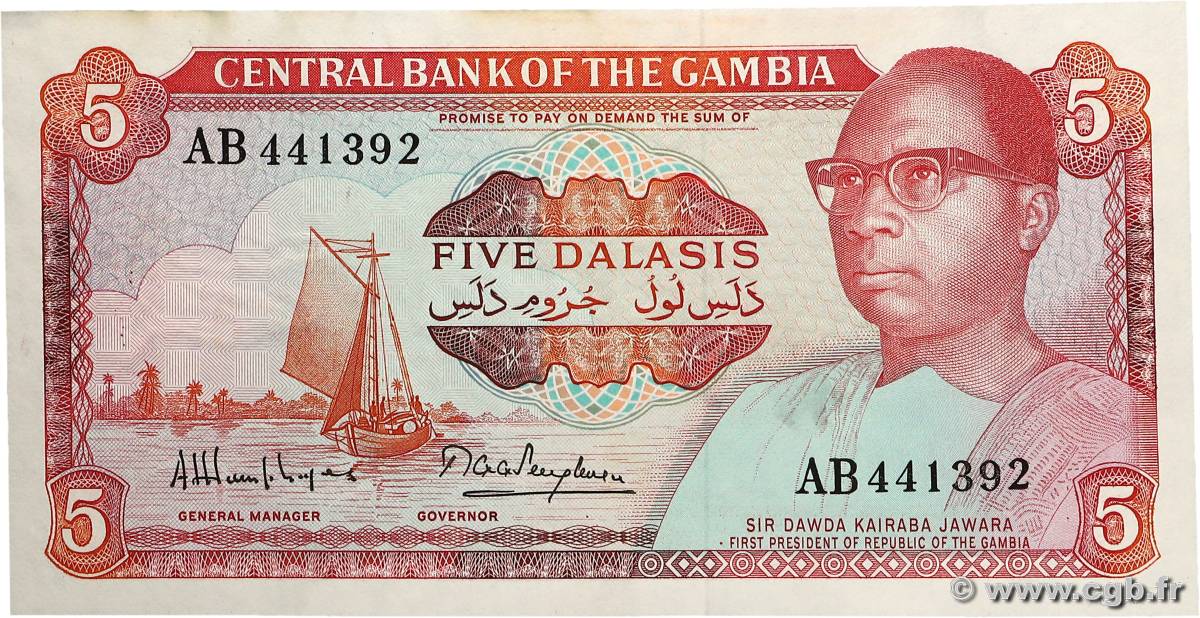 5 Dalasis GAMBIA  1987 P.09a VF+