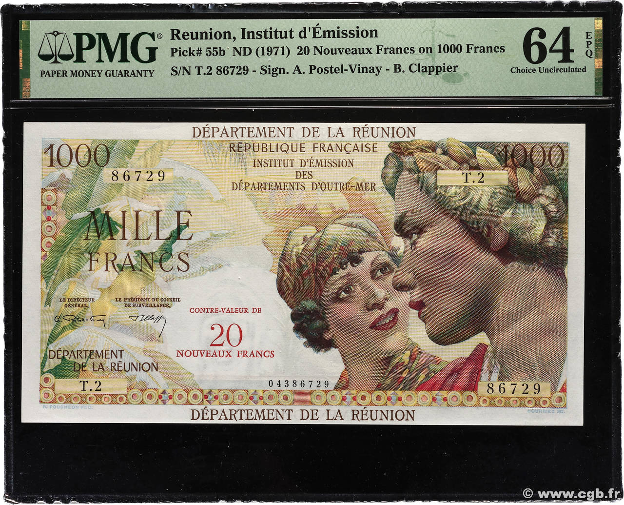 20 NF sur 1000 Francs Union Française ÎLE DE LA RÉUNION  1967 P.55b NEUF