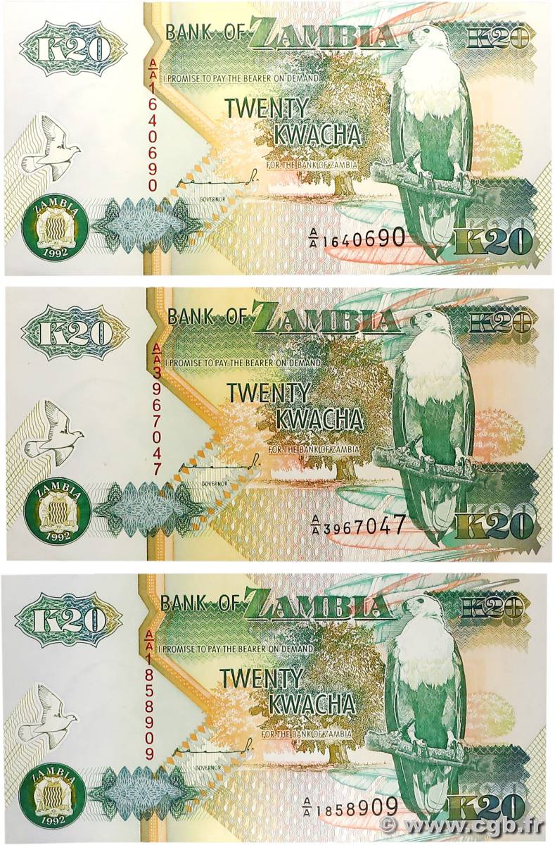 20 Kwacha Lot ZAMBIA  1992 P.36b FDC