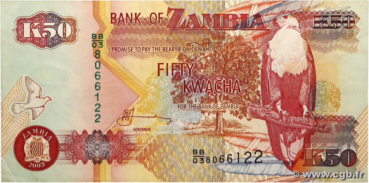 50 Kwacha ZAMBIE  2003 P.37d TB+