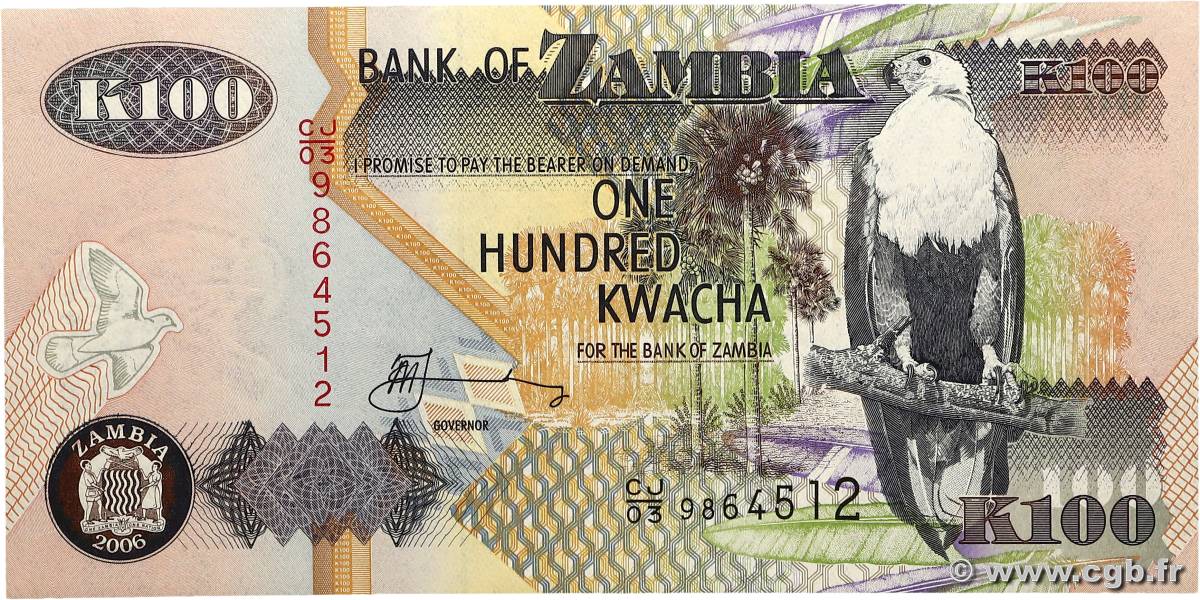 100 Kwacha ZAMBIE  2006 P.38f TTB+