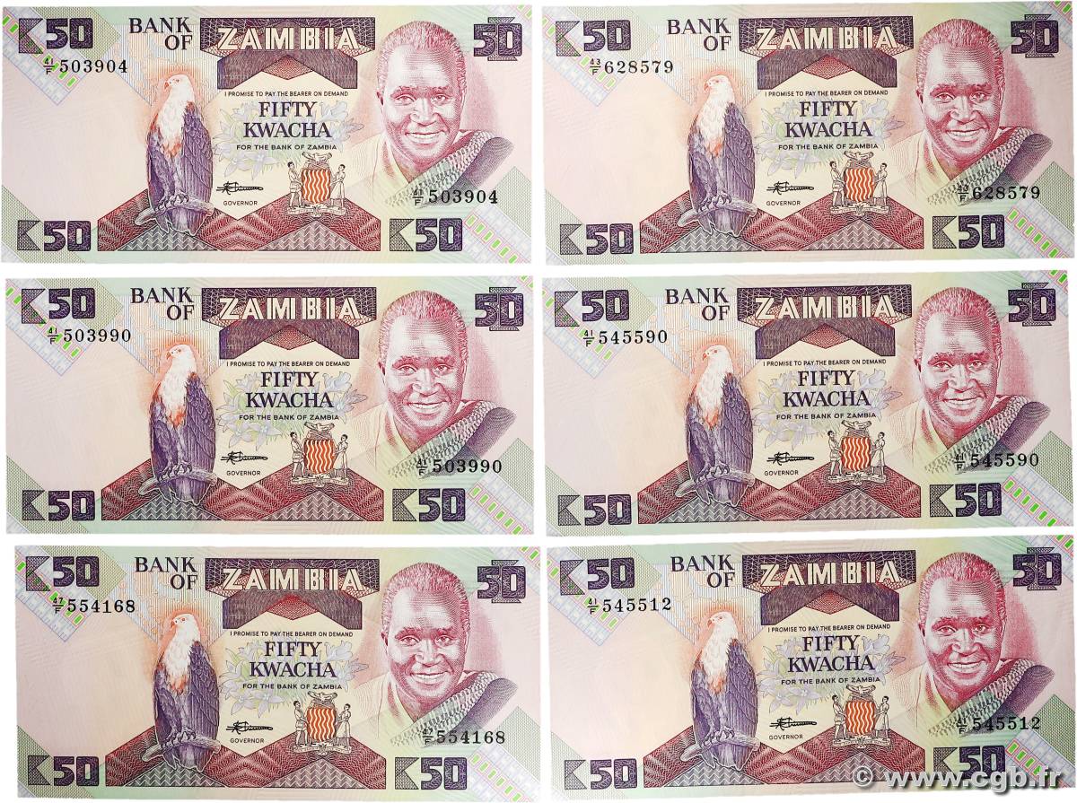 50 Kwacha Lot ZAMBIE  1980 P.28a SPL+