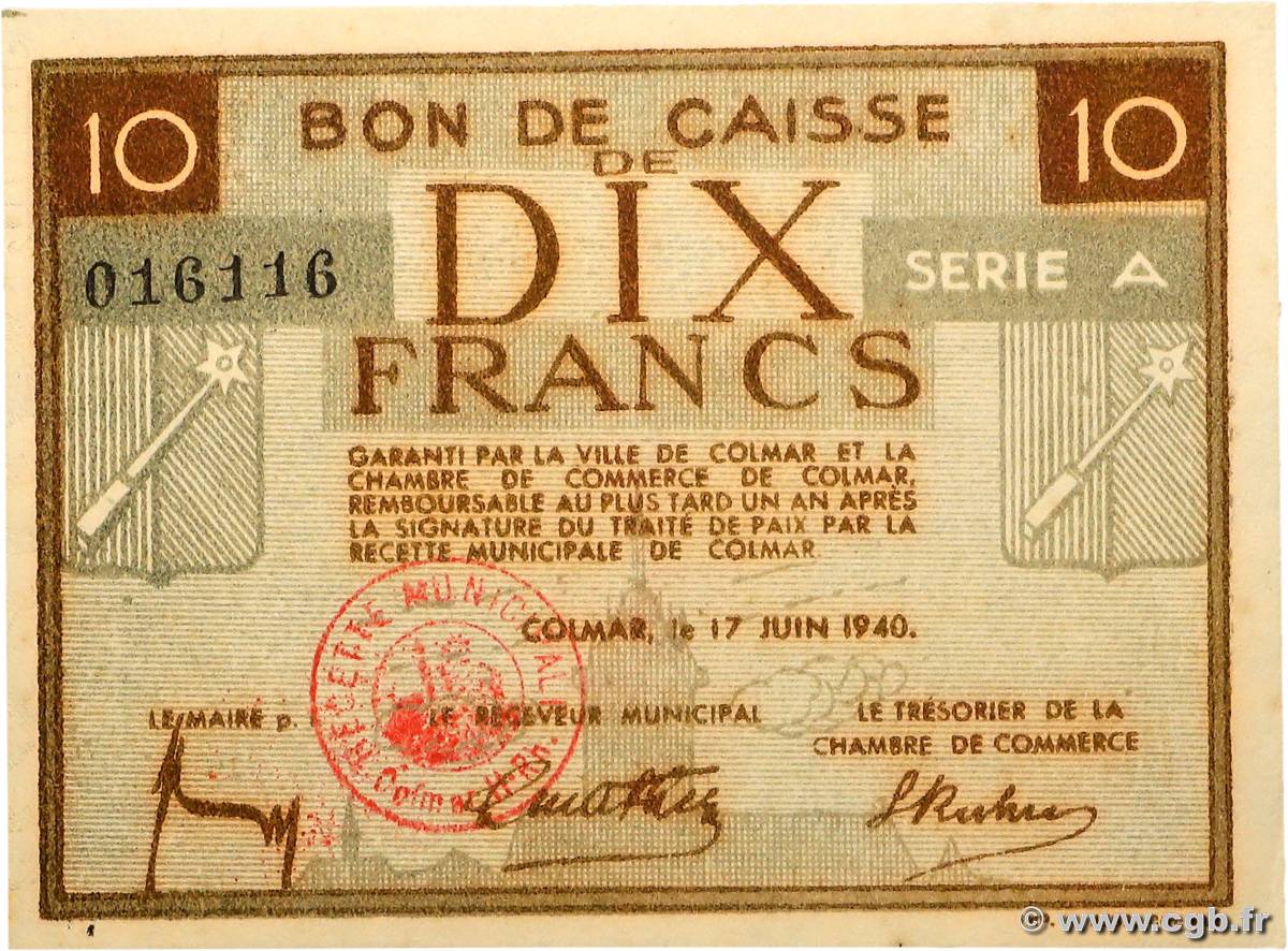 10 Francs FRANCE régionalisme et divers Colmar 1940 K.015 pr.NEUF