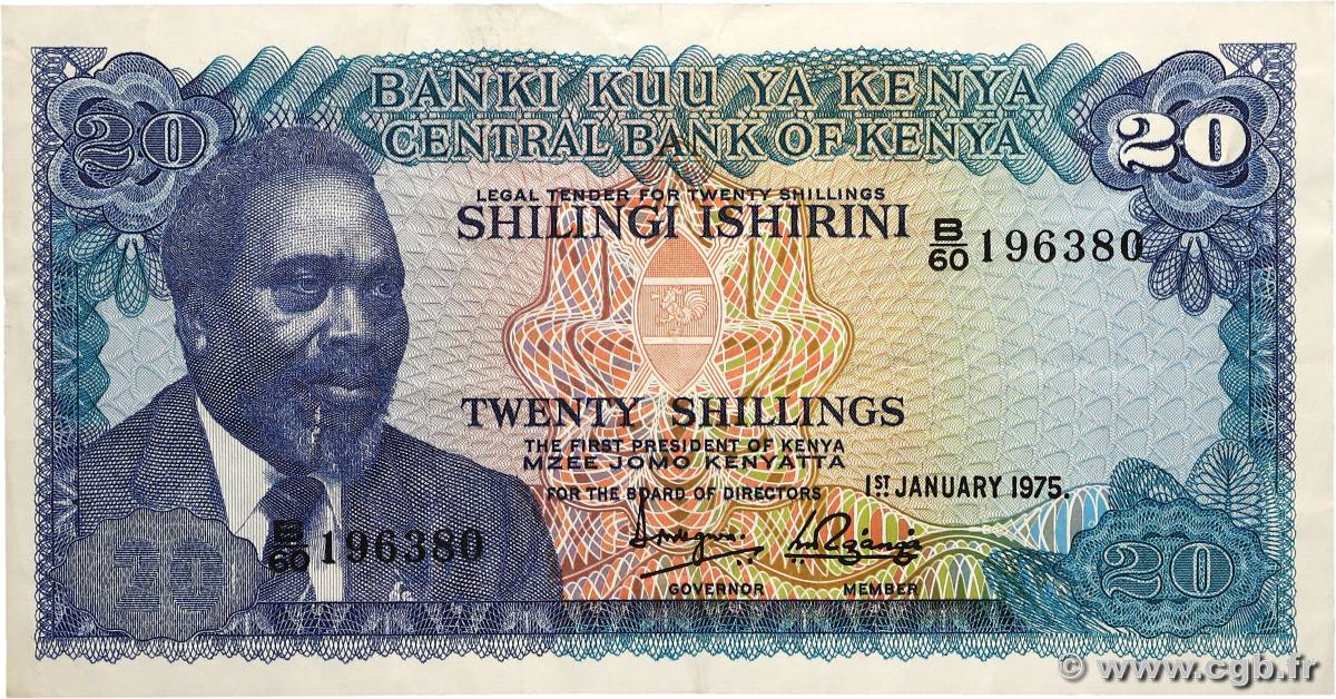 20 Shillings KENYA  1975 P.13b TTB+
