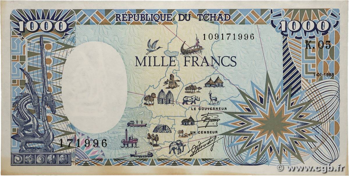 1000 Francs type 1985 modifié CIAD  1988 A.287b q.SPL