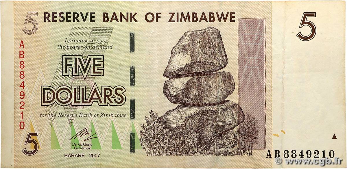 5 Dollars ZIMBABWE  2007 P.66 TTB