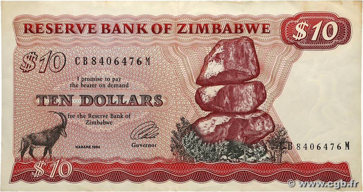 10 Dollars ZIMBABWE  1994 P.03e TTB+
