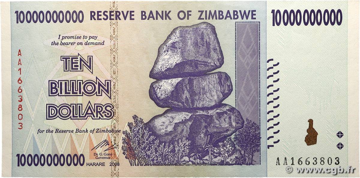 10 Billions Dollars ZIMBABWE  2008 P.85 AU+
