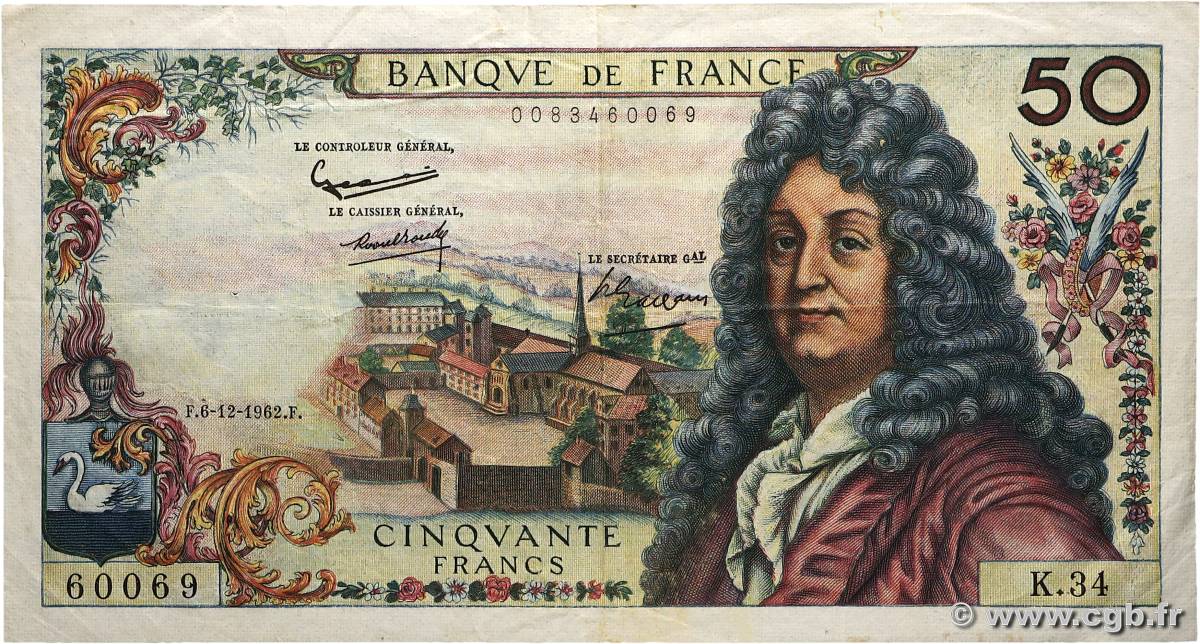 50 Francs RACINE FRANCE  1962 F.64.03 pr.TTB