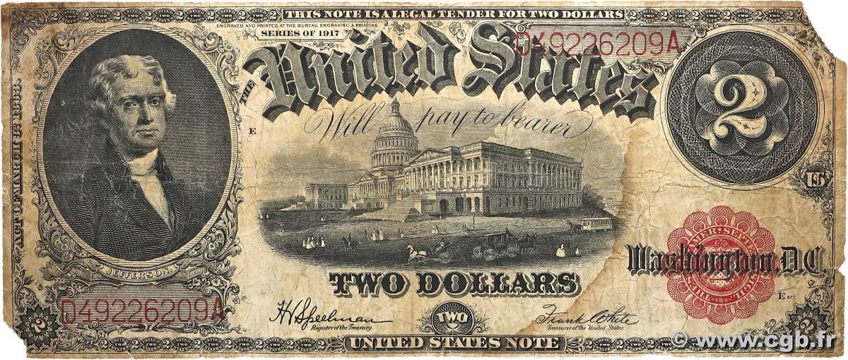 2 Dollars ÉTATS-UNIS D AMÉRIQUE  1917 P.188 B
