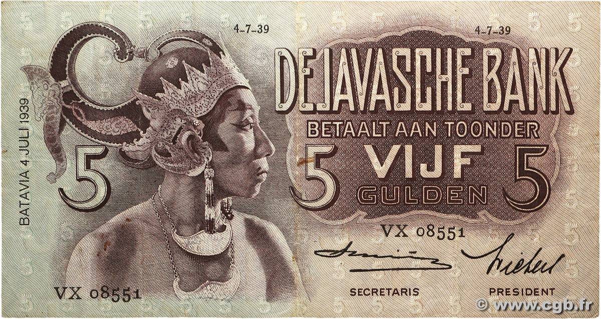 5 Gulden INDES NEERLANDAISES  1939 P.078 TTB