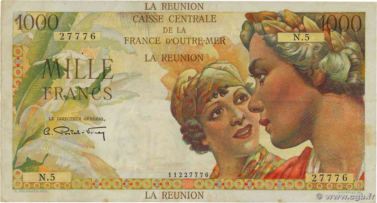 1000 Francs Union Française ISOLA RIUNIONE  1946 P.47a BB